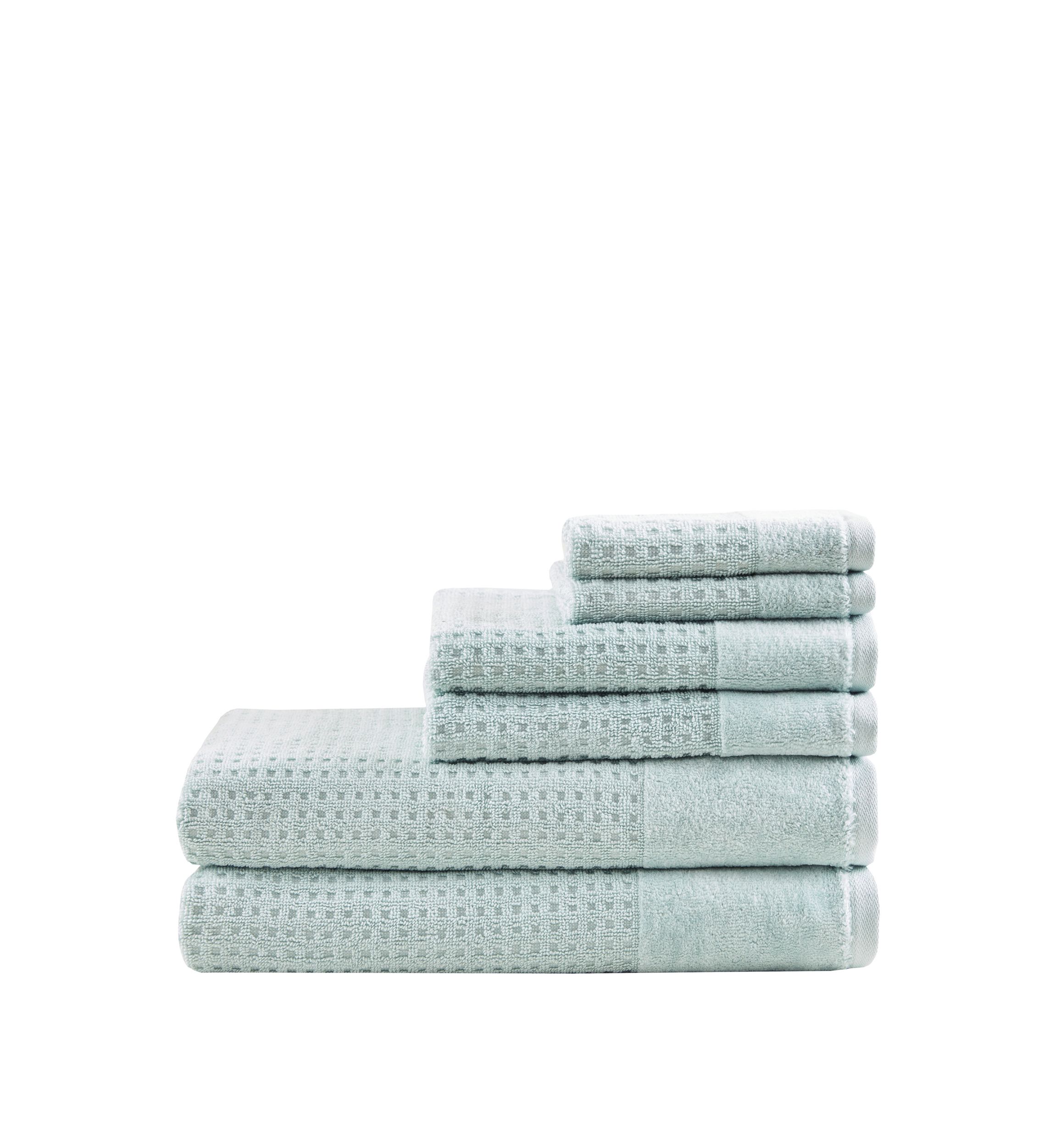 Spa Waffle 6 Piece Jacquard Combed Cotton Towel Set