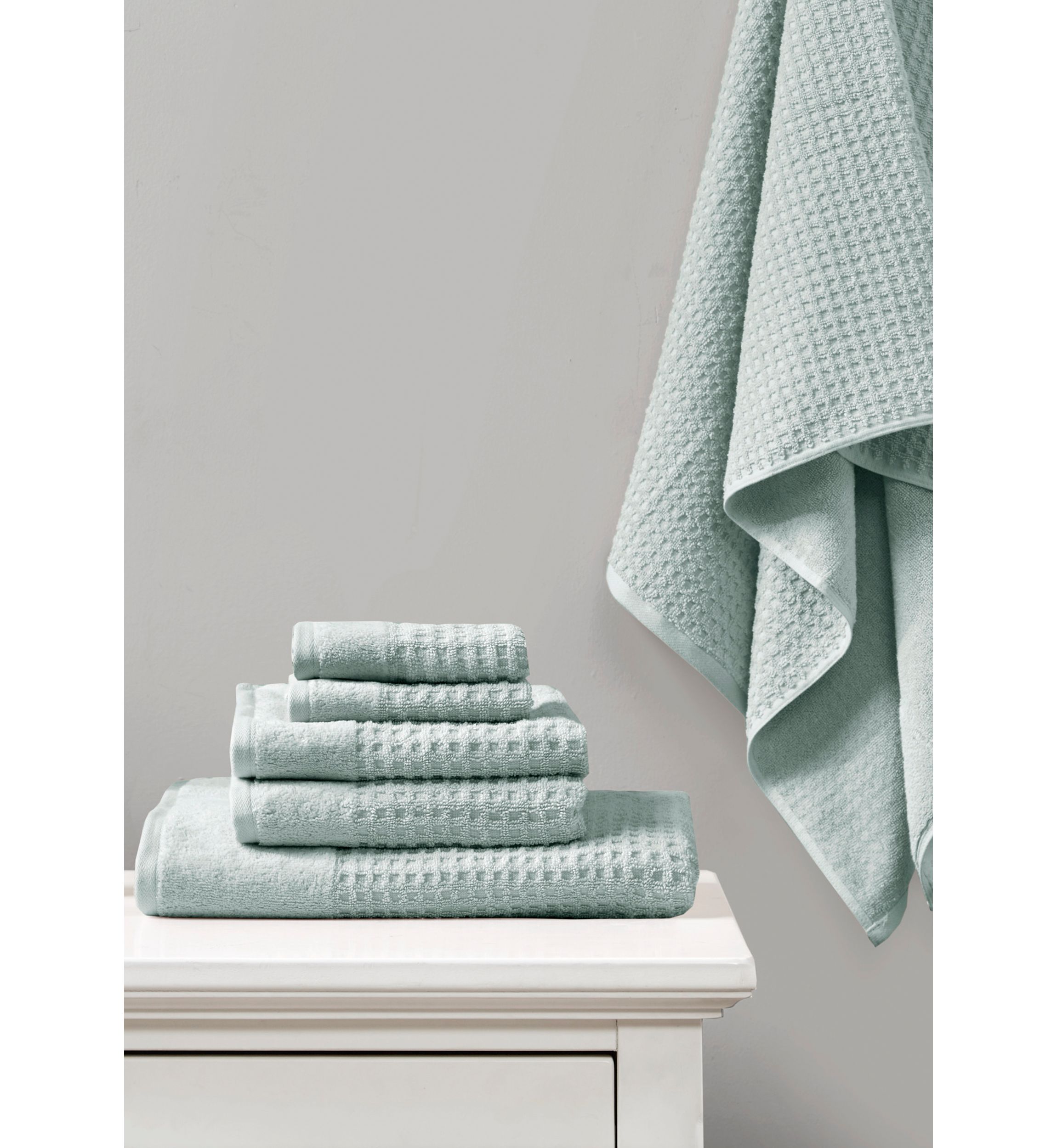 Spa Waffle 6 Piece Jacquard Combed Cotton Towel Set