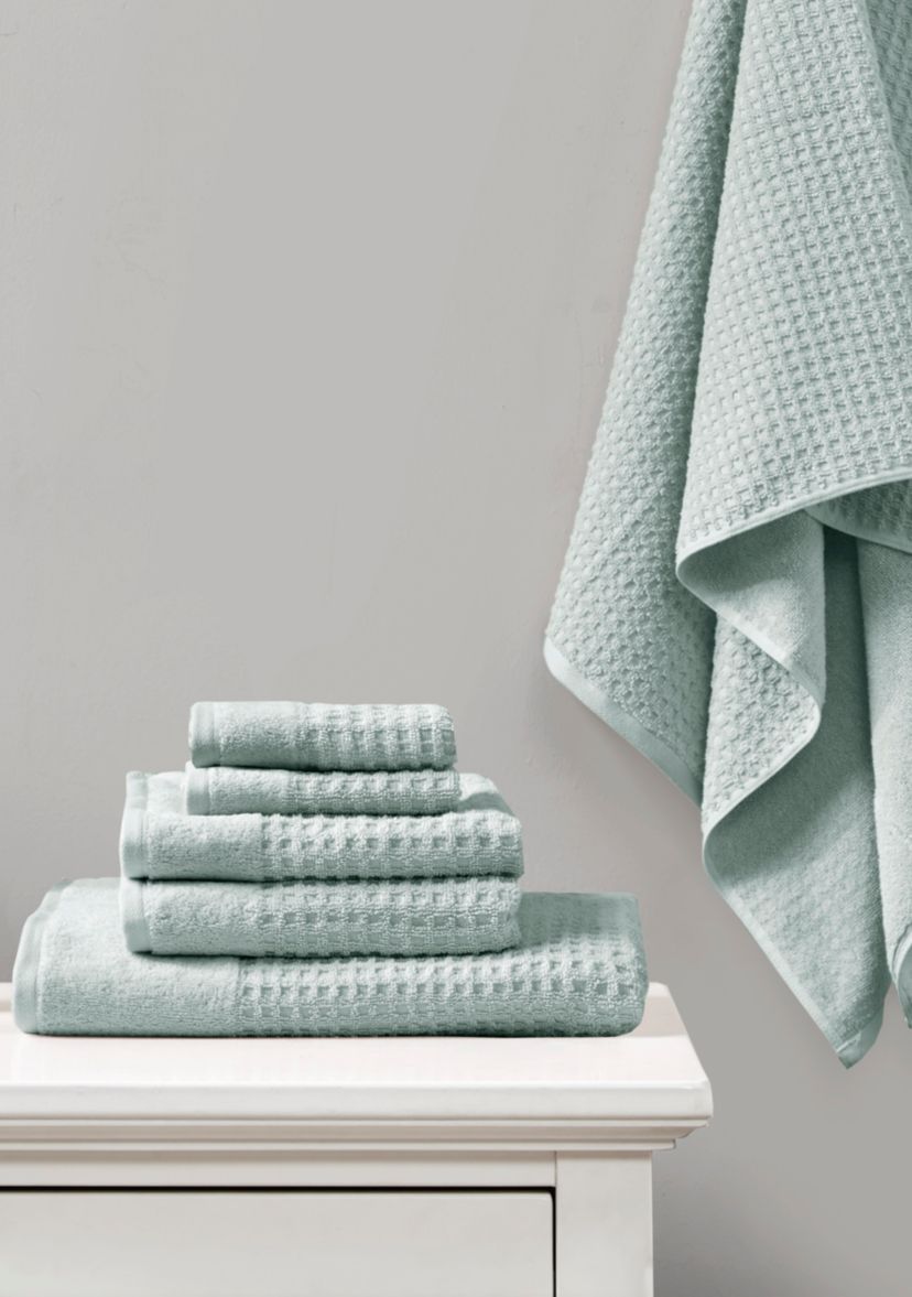Spa Waffle 6 Piece Jacquard Combed Cotton Towel Set