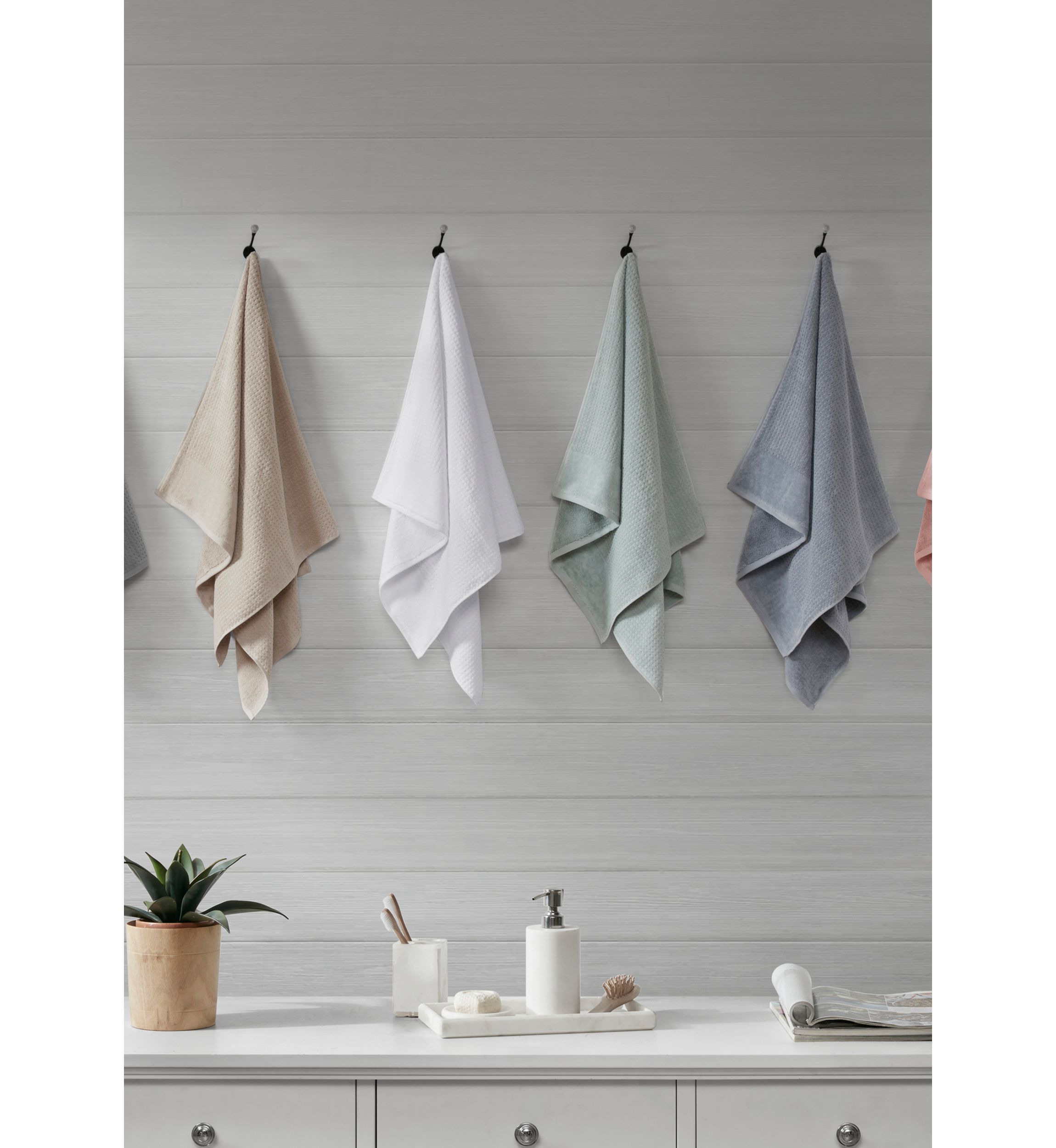 Spa Waffle 6 Piece Jacquard Combed Cotton Towel Set