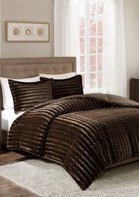 madison park duke faux fur 3 piece comforter set