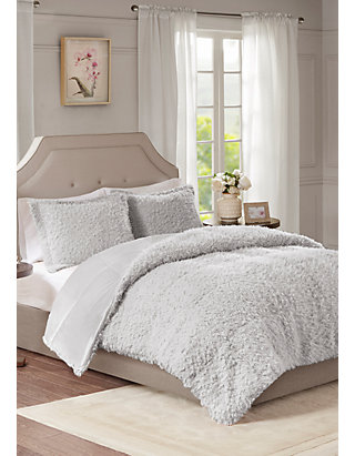 Full/Queen Blush Pink Madison Park Nova Luxury Soft Mohair Reverse Faux Mink Comforter Set 