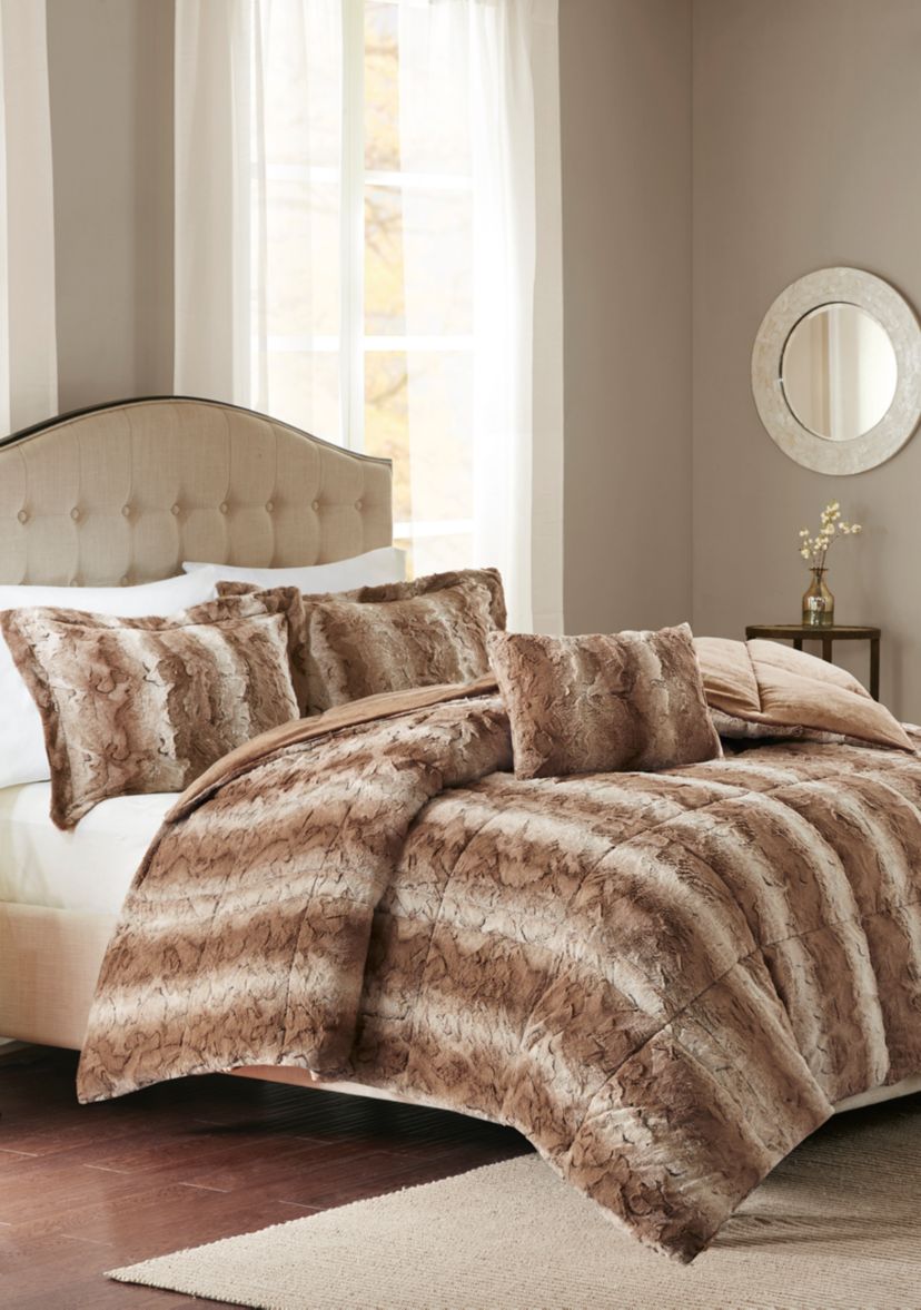 Zuri 4 Piece Faux Fur Comforter Set