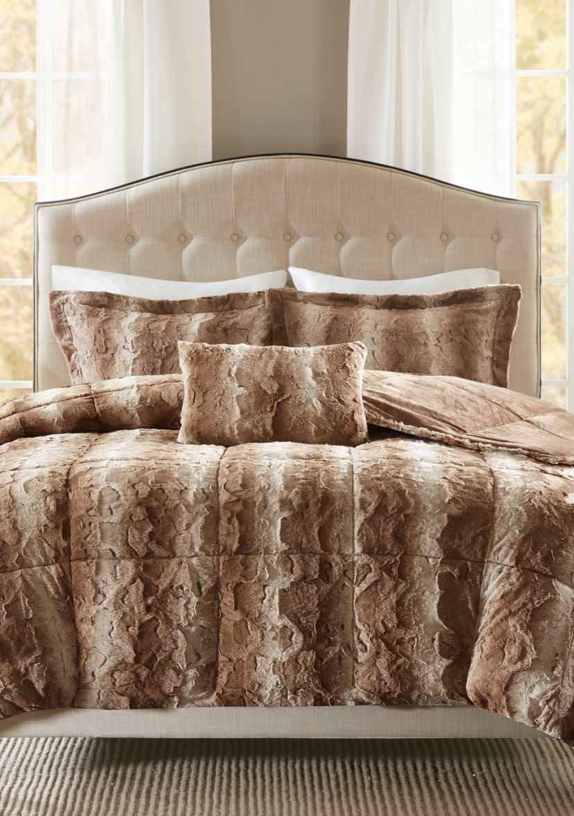 Zuri 4 Piece Faux Fur Comforter Set
