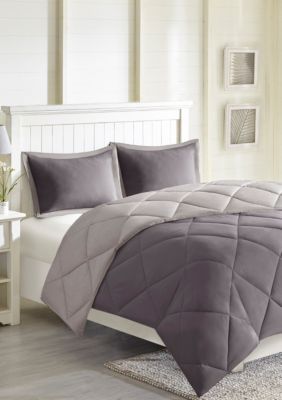 Madison Park Larkspur Scotchgard Diamond Quilting Reversible Down Alternative Comforter Set, Full/Queen