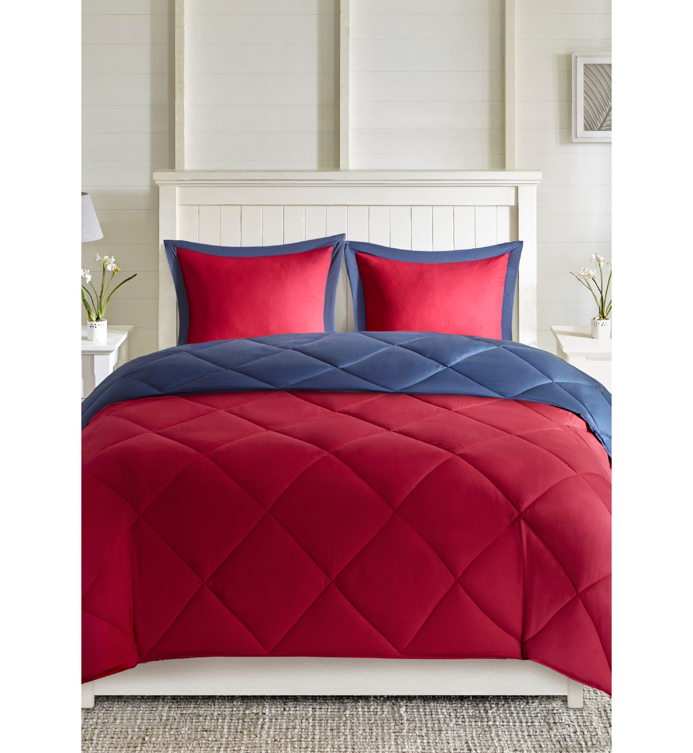 Larkspur Scotchgard Diamond Quilting Reversible Down Alternative Comforter Set