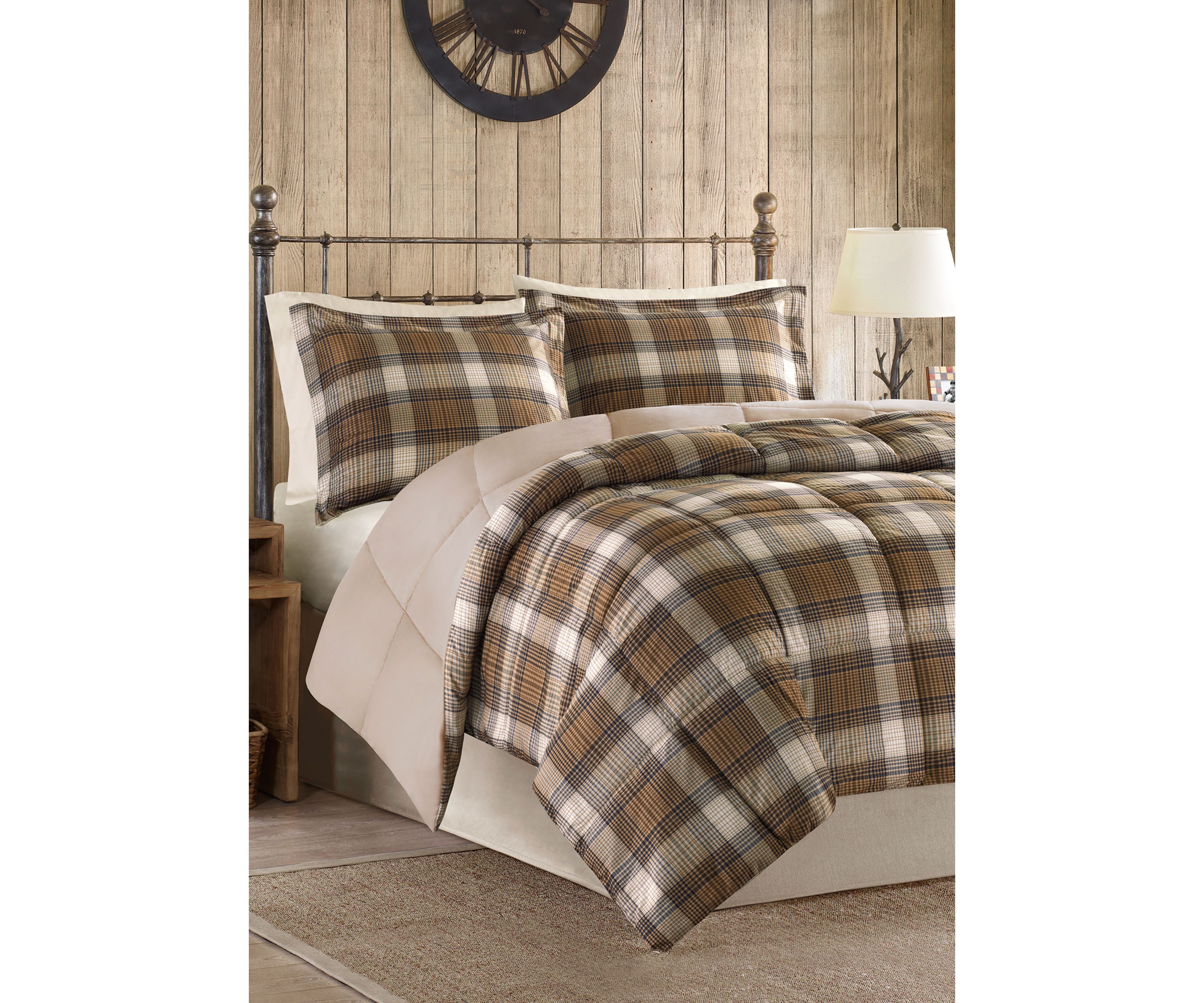 Lumberjack Classic Quilting Soft and Cozy Microfiber Solid Reverse Down Alternative Comforter Set