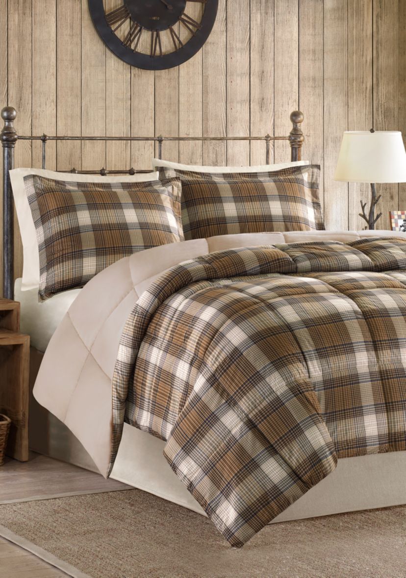 Lumberjack Classic Quilting Soft and Cozy Microfiber Solid Reverse Down Alternative Comforter Set