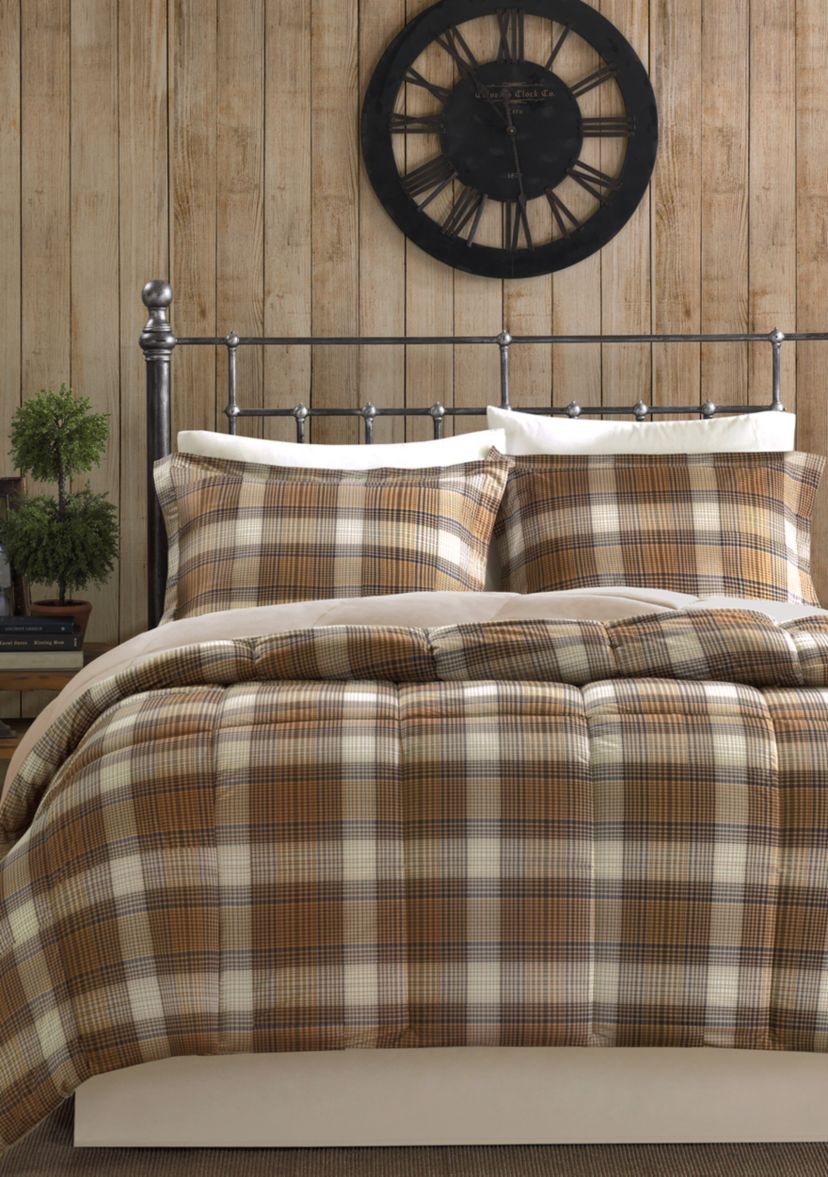 Lumberjack Classic Quilting Soft and Cozy Microfiber Solid Reverse Down Alternative Comforter Set
