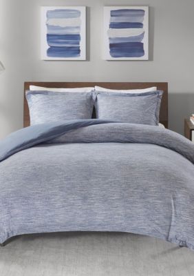 Space Dyed Melange Cotton Jersey Knit Duvet Cover Set