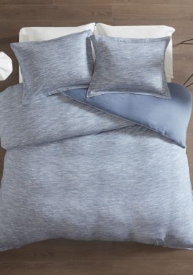 Space Dyed Melange Cotton Jersey Knit Duvet Cover Set