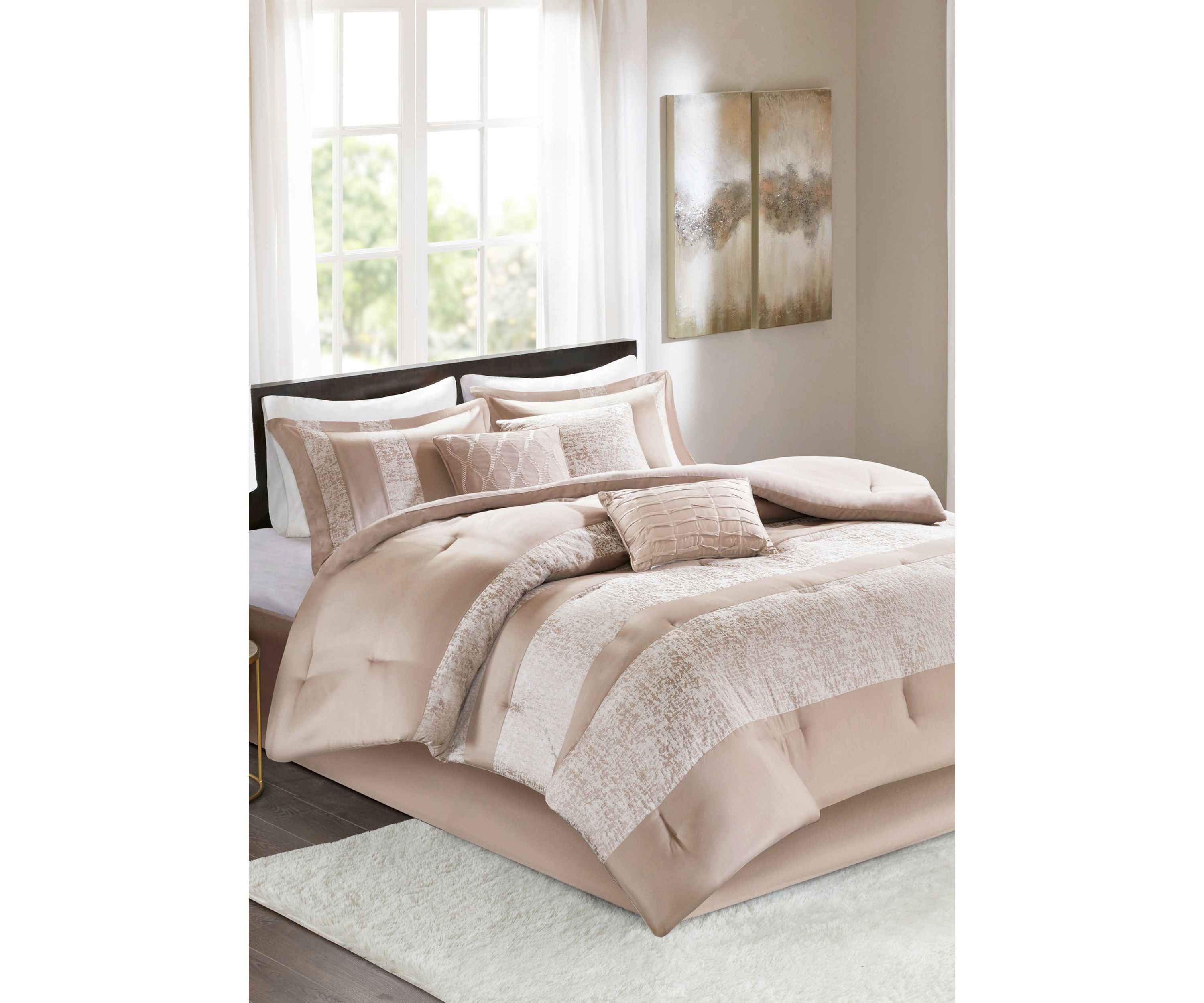 Ava 7 Piece Chenille Jacquard Comforter Set