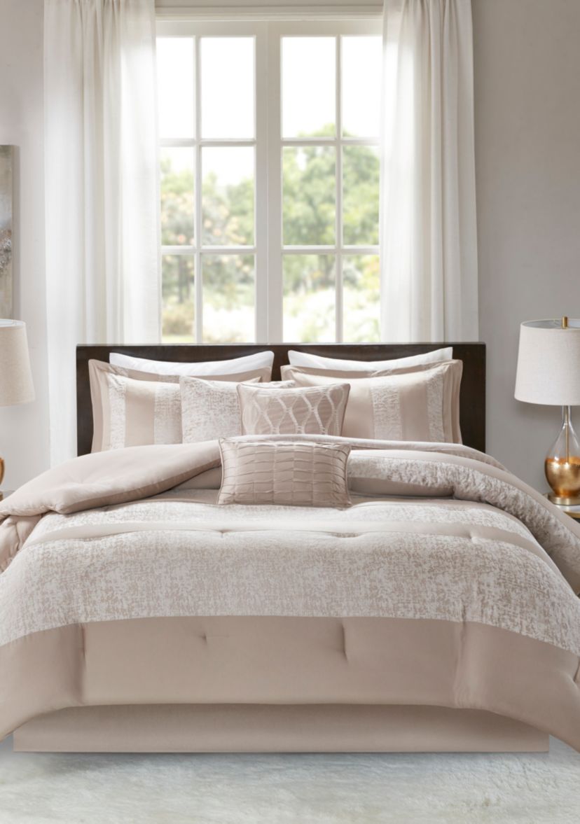 Ava 7 Piece Chenille Jacquard Comforter Set