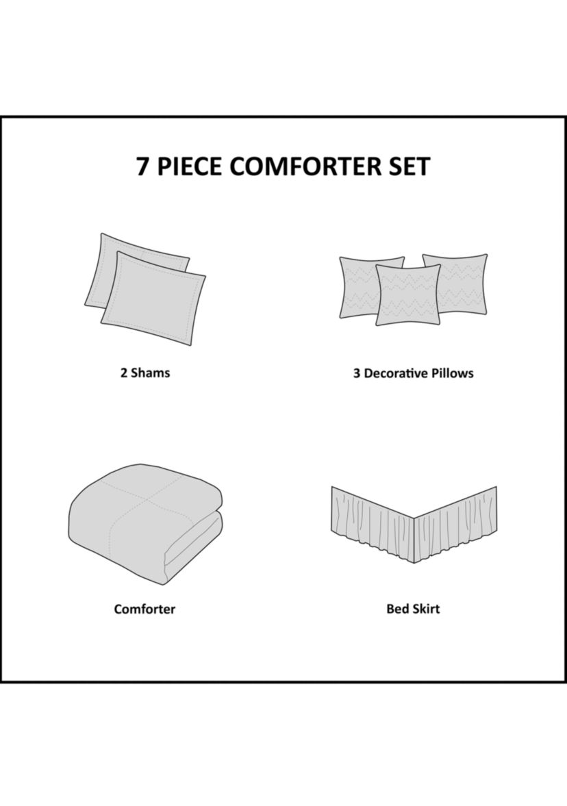 Ava 7 Piece Chenille Jacquard Comforter Set