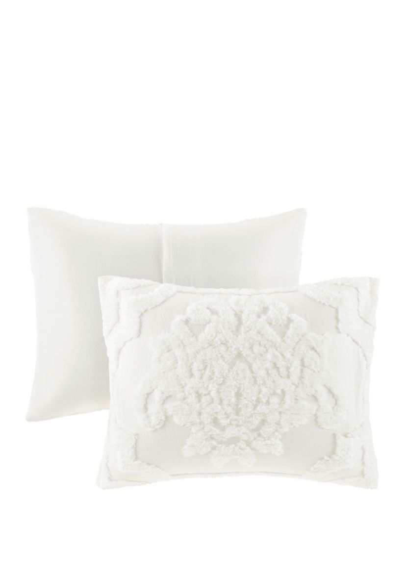 Viola 3-Piece Tufted Cotton Chenille Damask Comforter Set