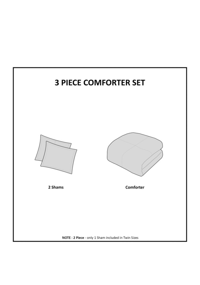 Viola 3-Piece Tufted Cotton Chenille Damask Comforter Set