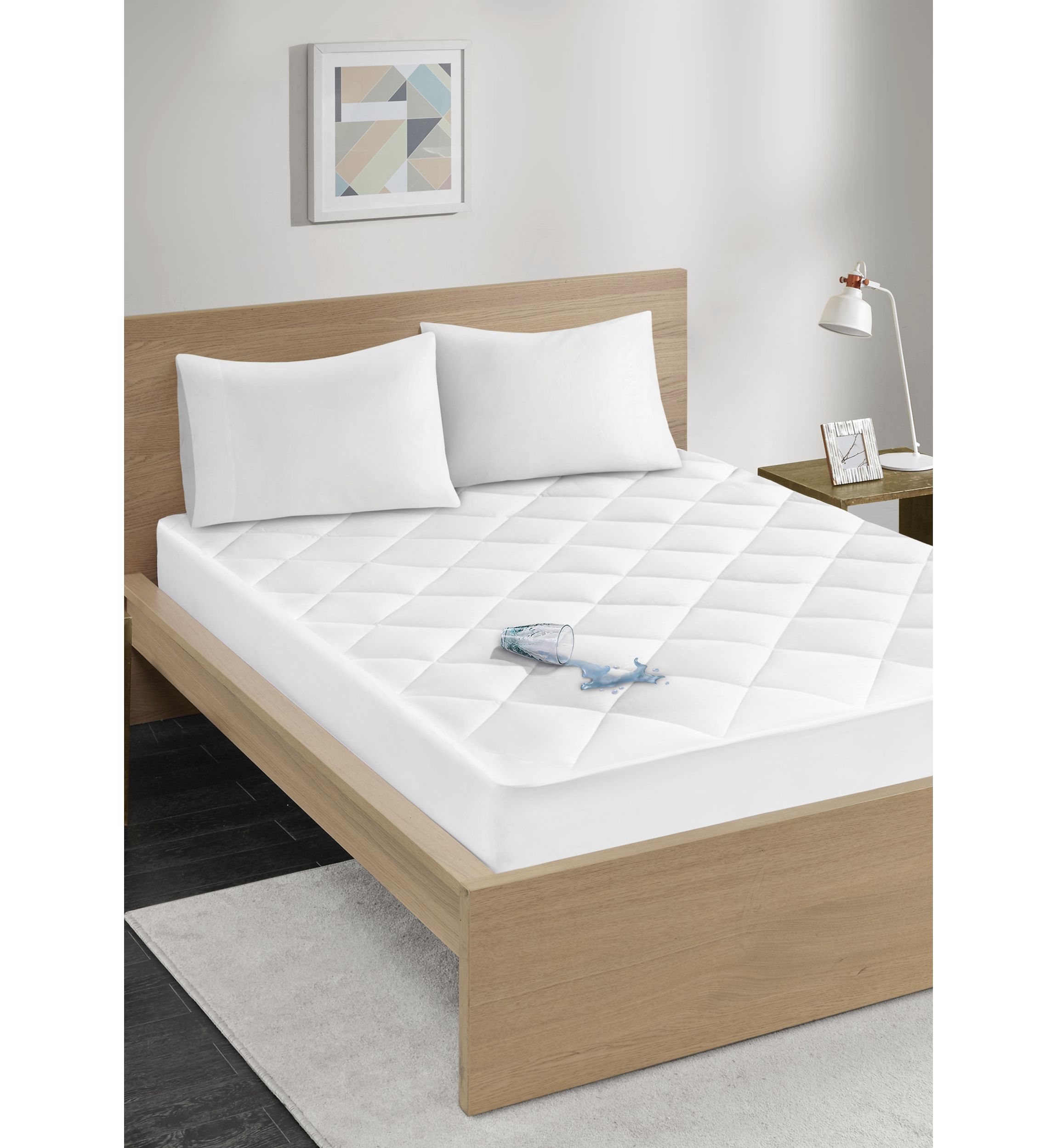 Quiet Nights Cotton Sateen Waterproof Diamond Quilting Down Alternative Mattress Pad