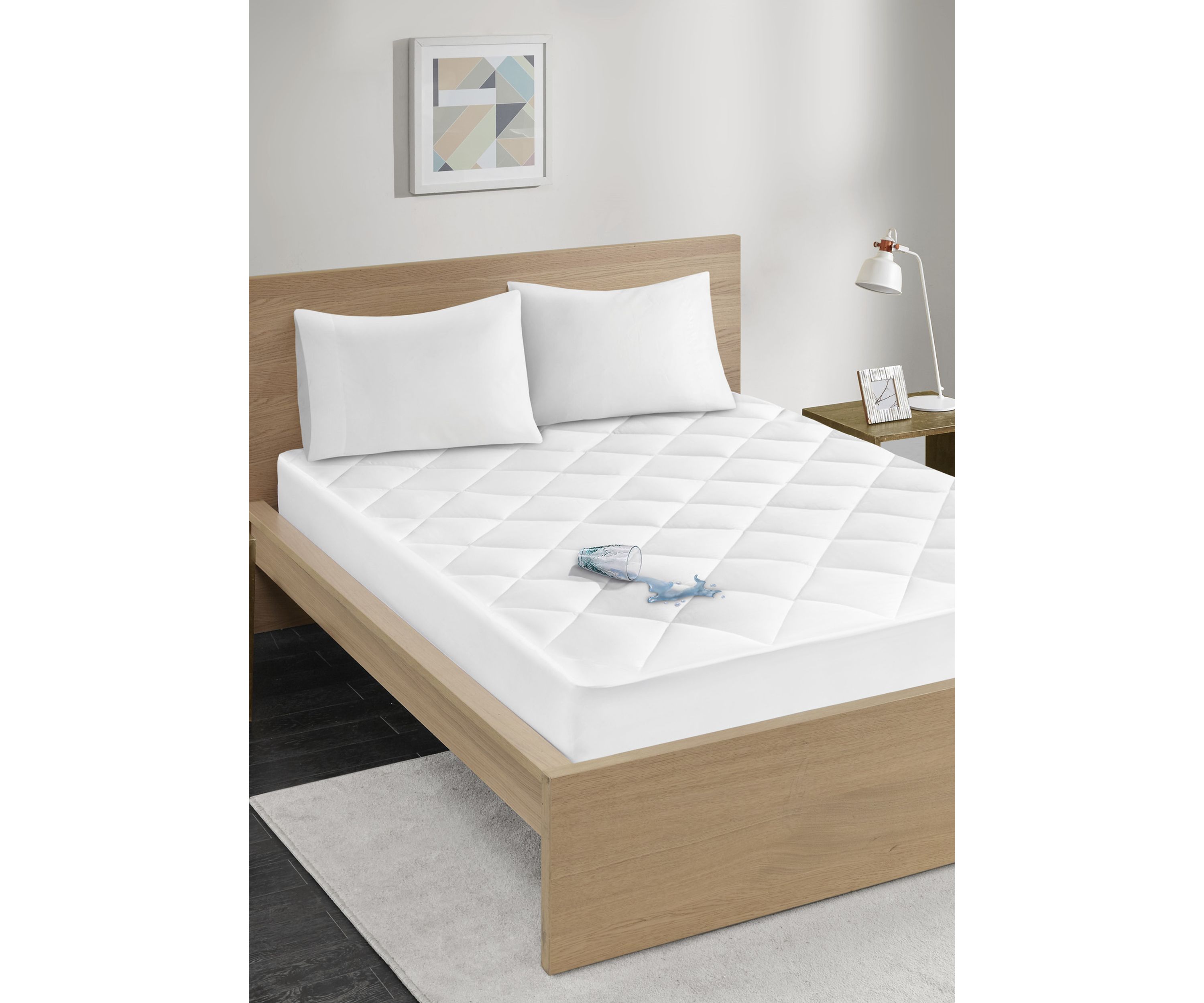 Quiet Nights Cotton Sateen Waterproof Diamond Quilting Down Alternative Mattress Pad