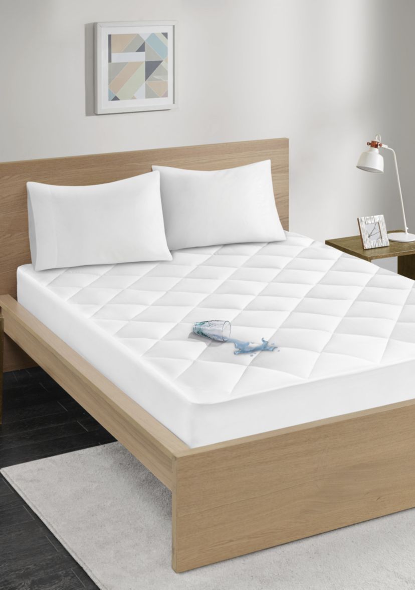 Quiet Nights Cotton Sateen Waterproof Diamond Quilting Down Alternative Mattress Pad