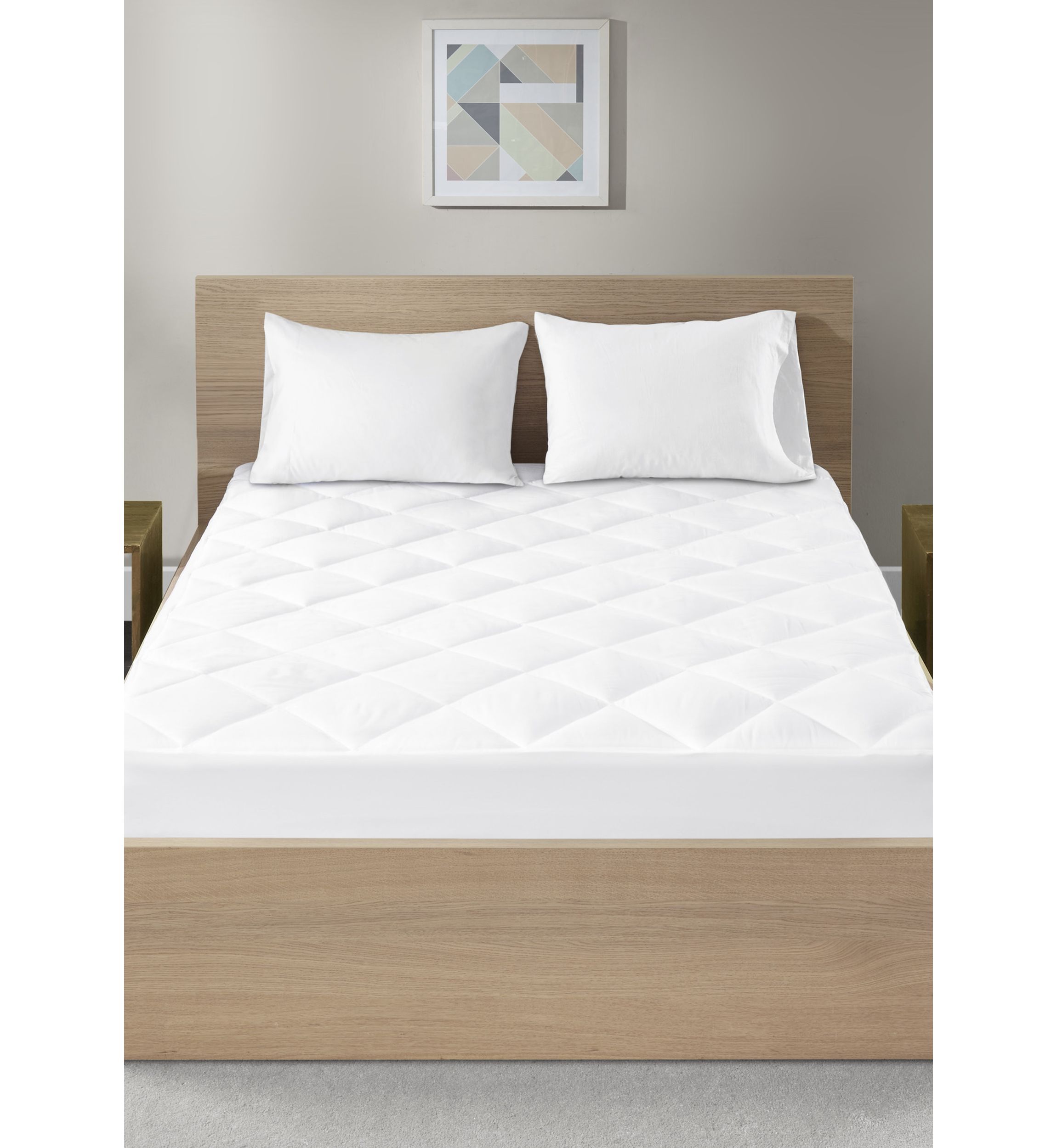 Quiet Nights Cotton Sateen Waterproof Diamond Quilting Down Alternative Mattress Pad