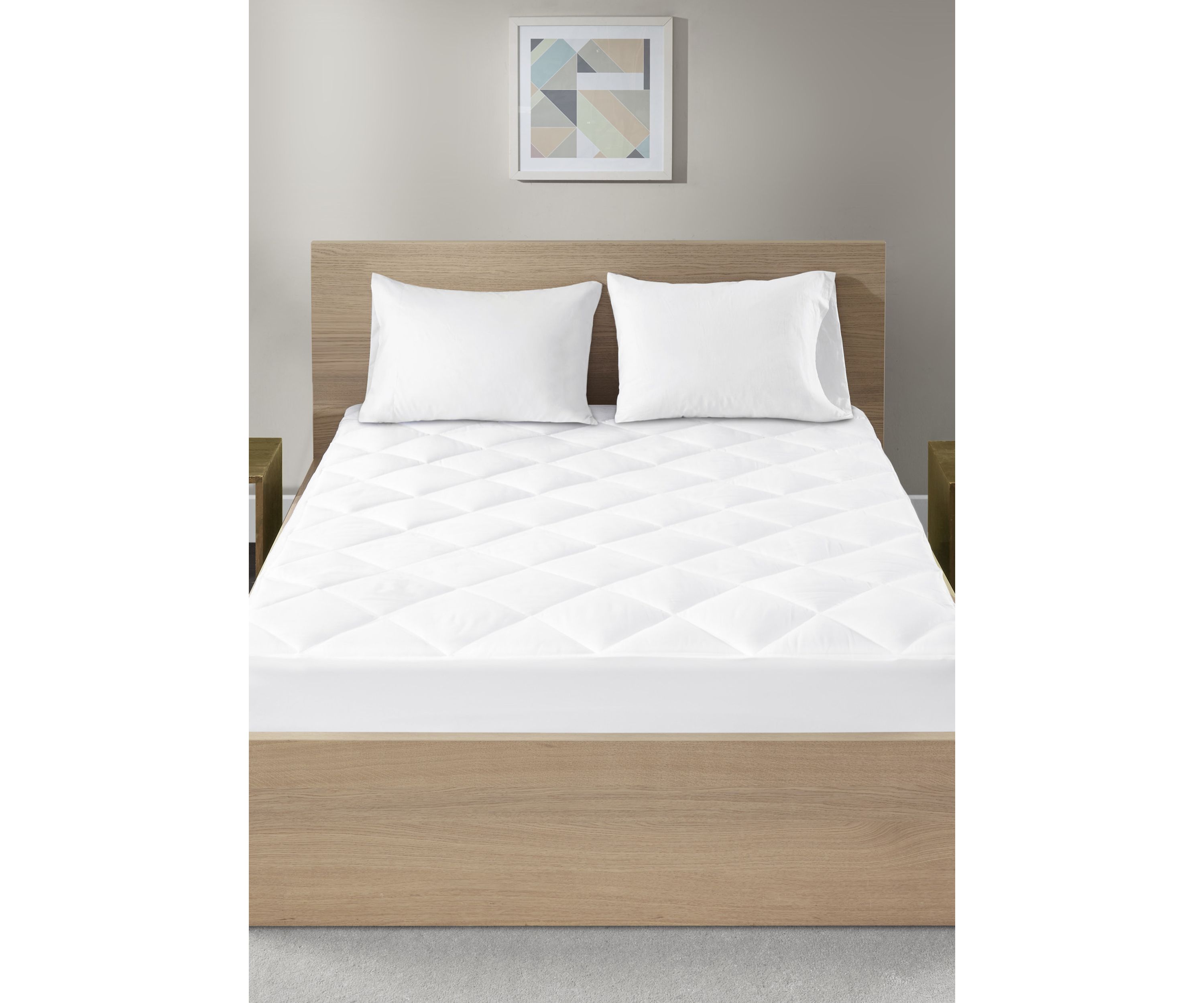 Quiet Nights Cotton Sateen Waterproof Diamond Quilting Down Alternative Mattress Pad