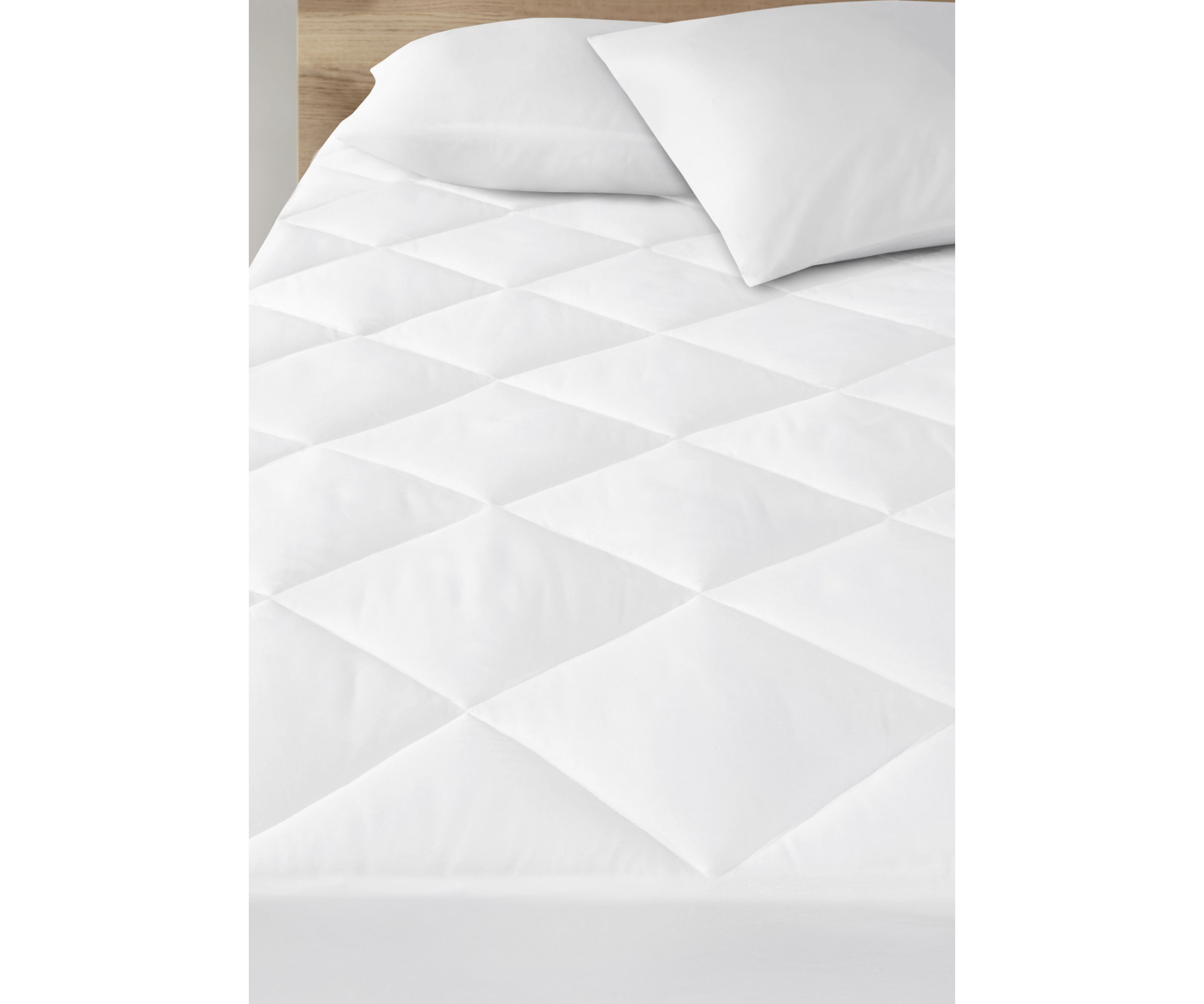 Quiet Nights Cotton Sateen Waterproof Diamond Quilting Down Alternative Mattress Pad