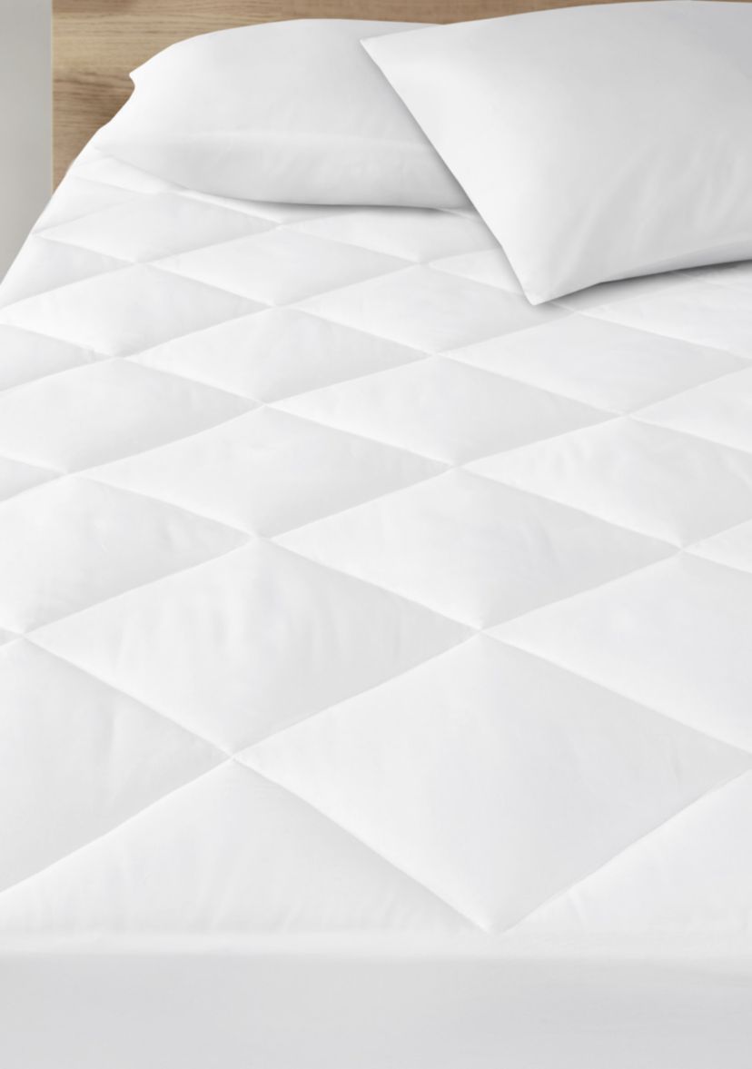 Quiet Nights Cotton Sateen Waterproof Diamond Quilting Down Alternative Mattress Pad