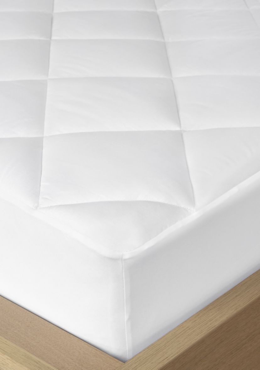 Quiet Nights Cotton Sateen Waterproof Diamond Quilting Down Alternative Mattress Pad