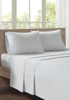 Madison Park 200 Thread Count Relaxed Cotton Percale Sheet Set, Grey, Full -  0086569979254