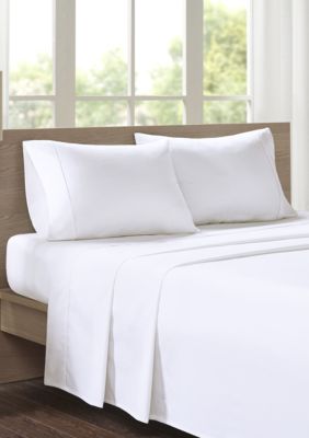 Madison Park 200 Thread Count Relaxed Cotton Percale Sheet Set, White, Full -  0086569979278