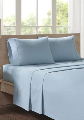 Madison Park 200 Thread Count Relaxed Cotton Percale Sheet Set, Teal, King -  0086569979315