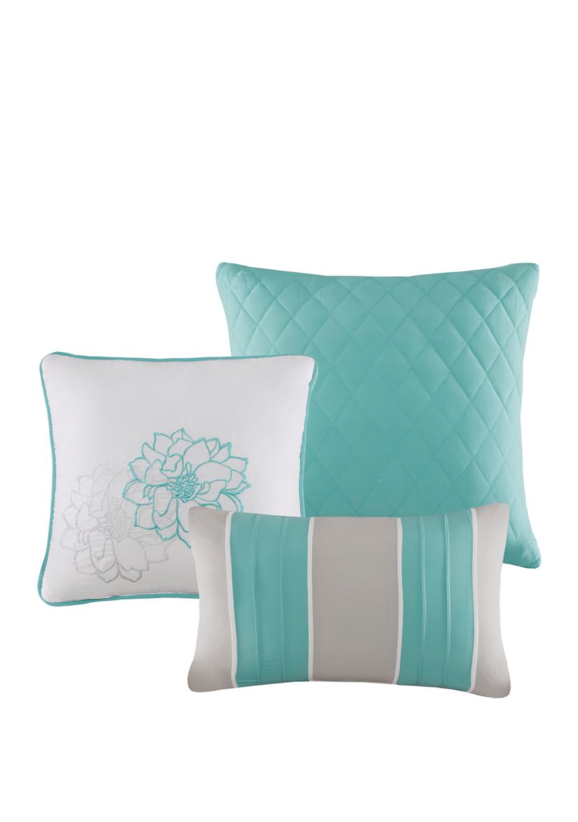 Lola Cotton Sateen Soft Floral Print 6 Piece Duvet Cover Set