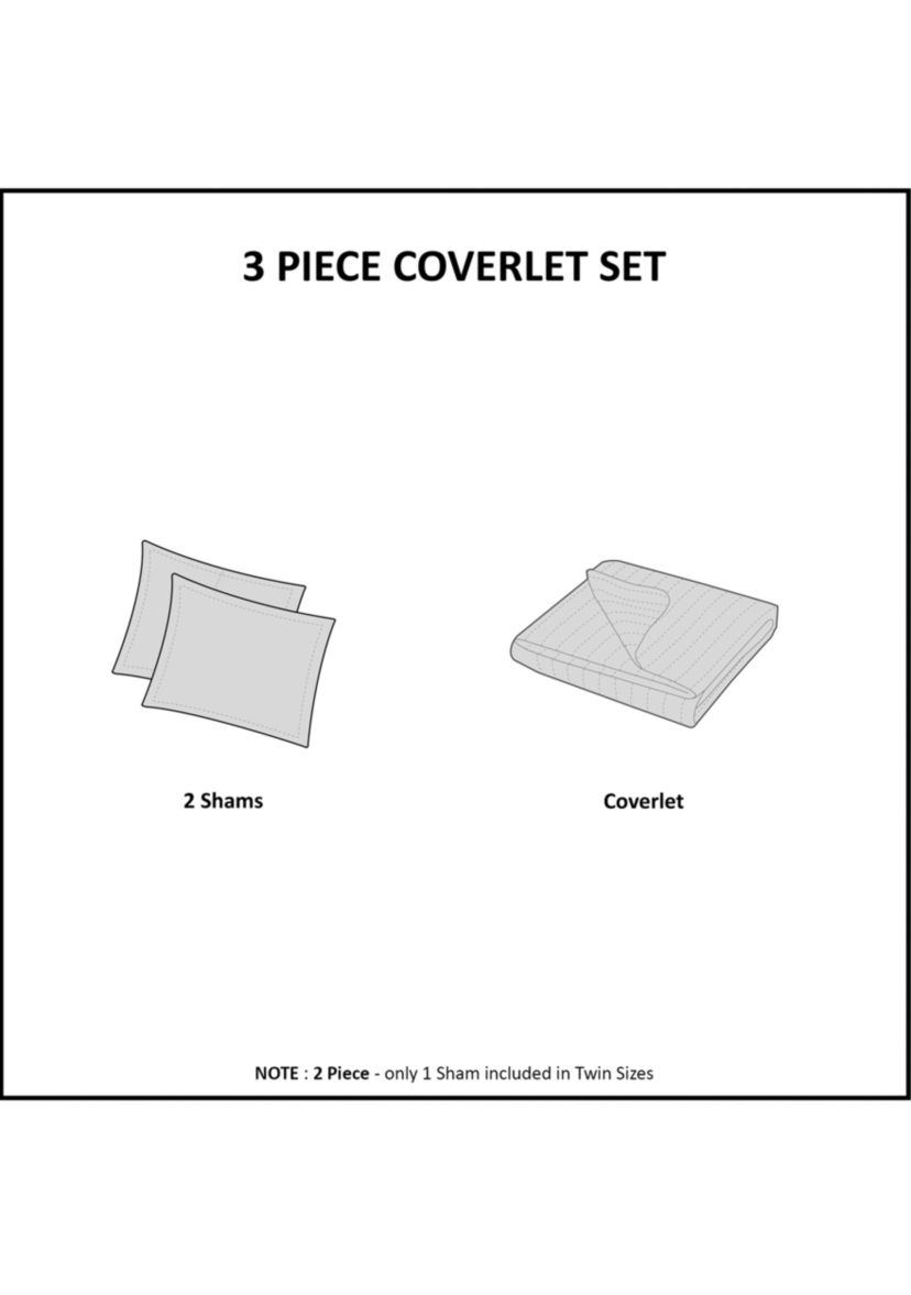 Alpine 3 Piece Printed Cotton Coverlet Set