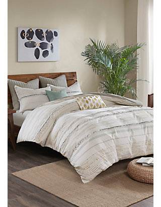 Ink Ivy Nea 3 Piece Printed Duvet Cover Set With Trims Belk