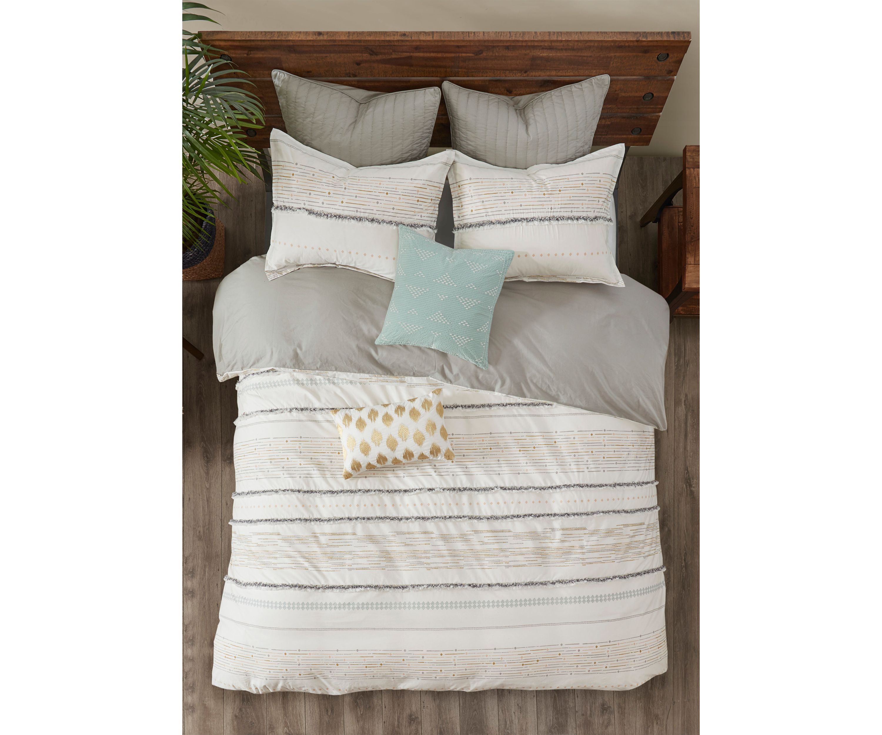 Nea 3 Piece Printed Duvet Cover Set with Trims