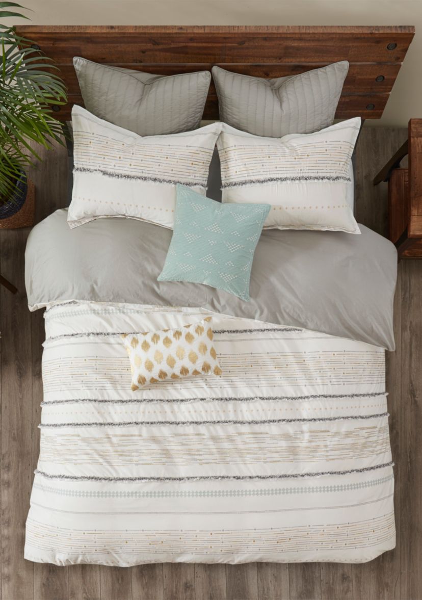 Nea 3 Piece Printed Duvet Cover Set with Trims