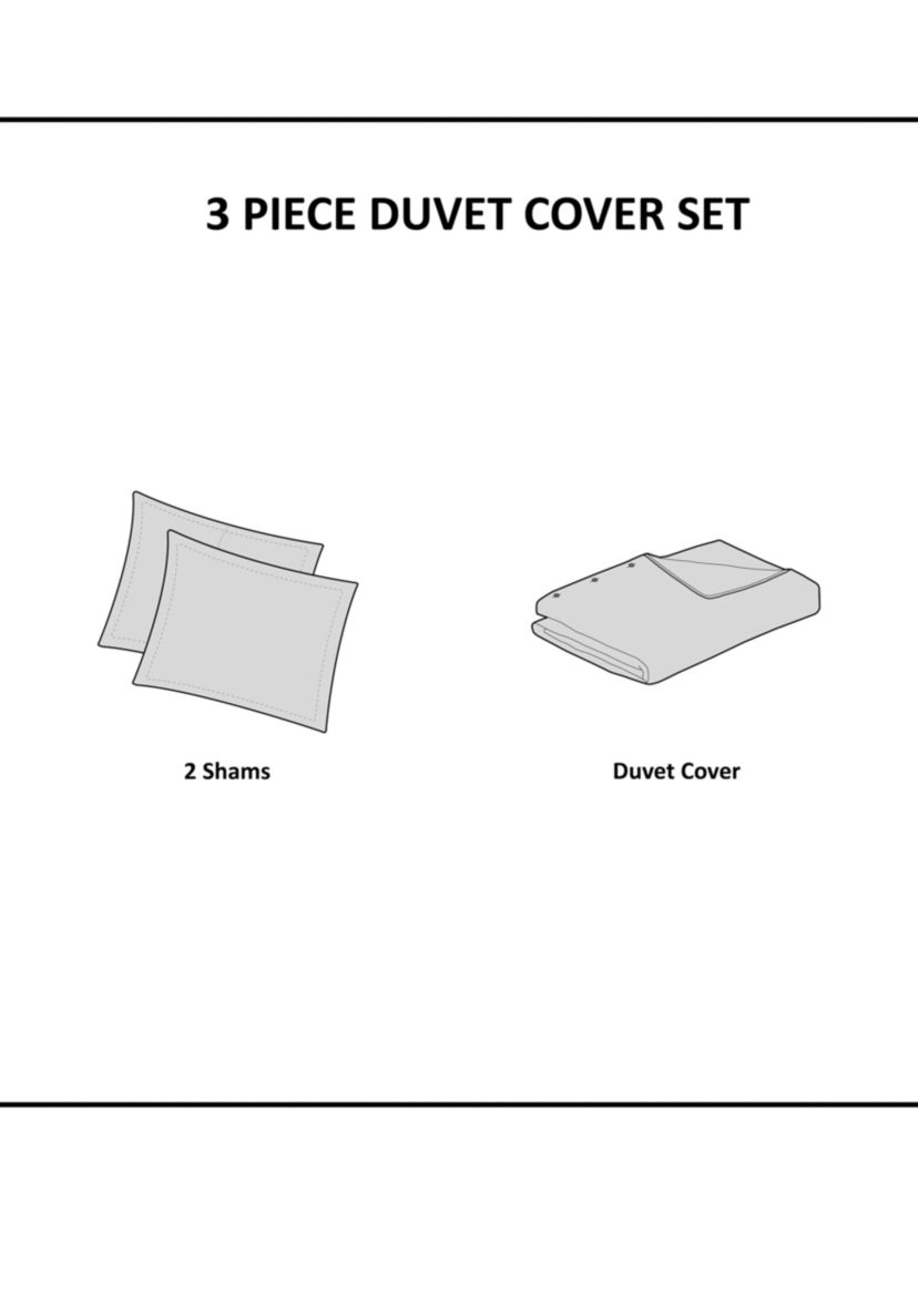 Nea 3 Piece Printed Duvet Cover Set with Trims