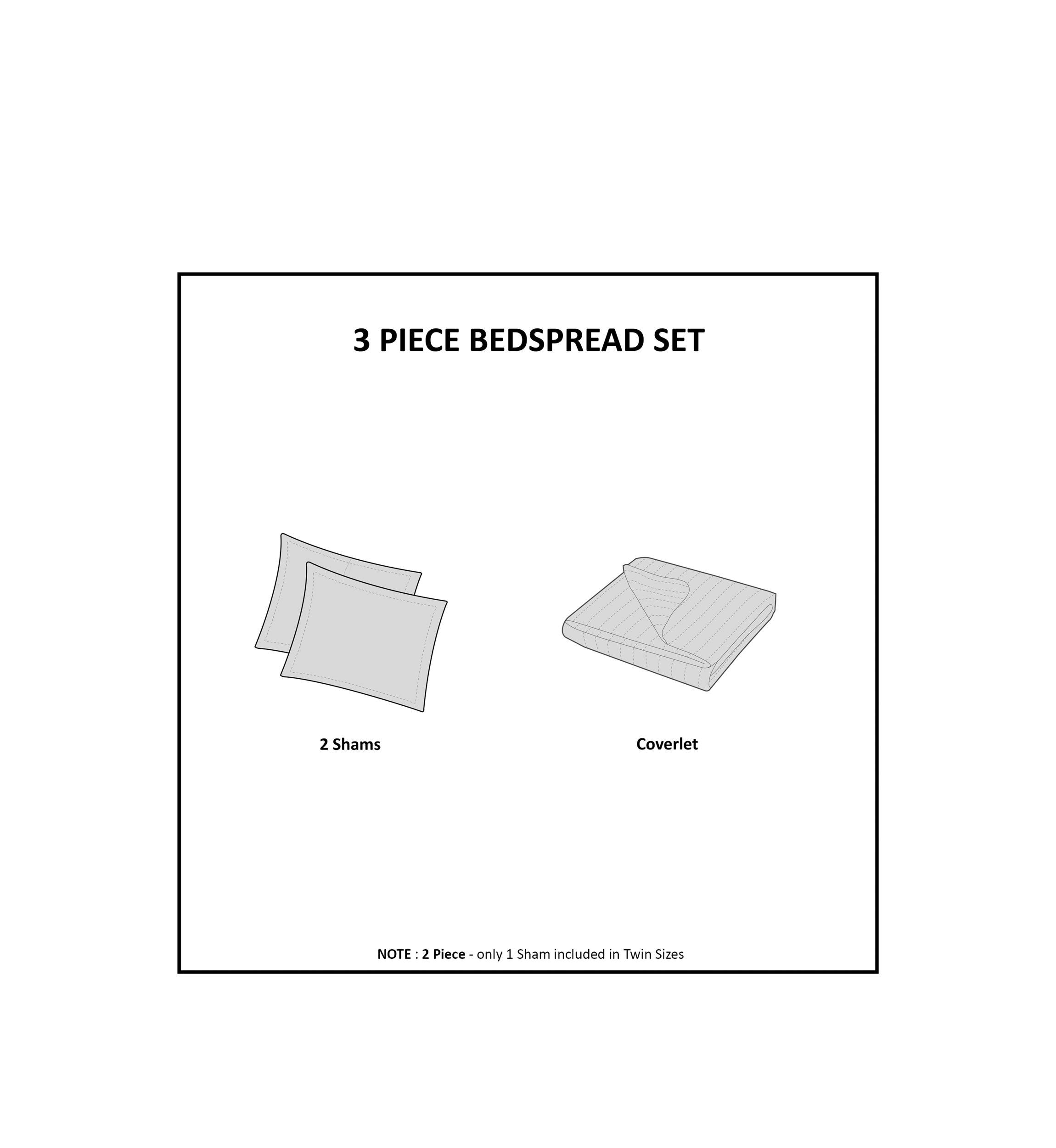 Oakley 3 Piece Reversible Bedspread Set