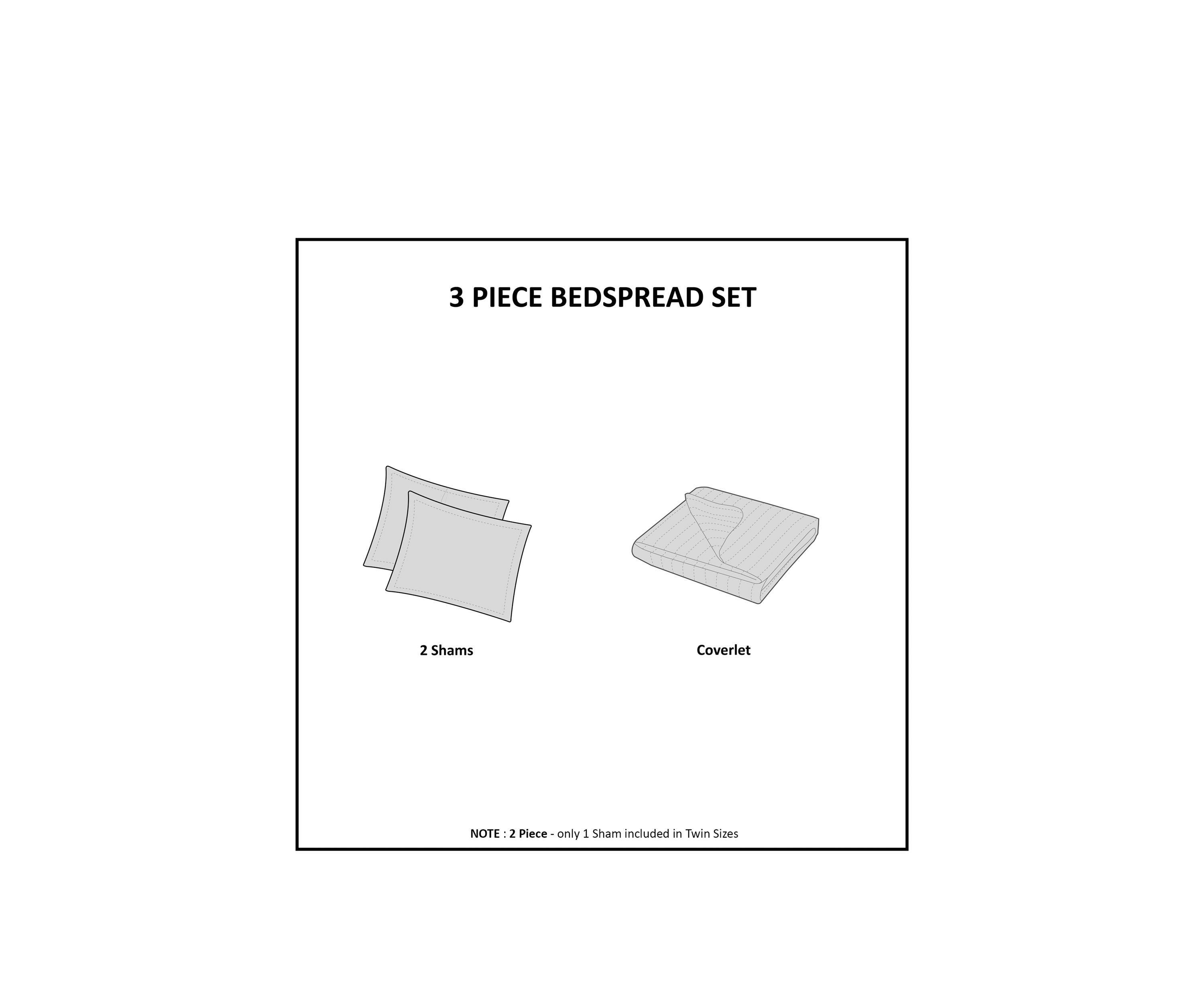 Oakley 3 Piece Reversible Bedspread Set
