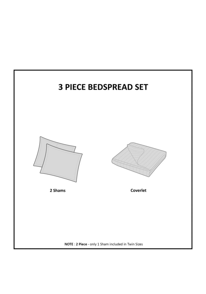 Oakley 3 Piece Reversible Bedspread Set