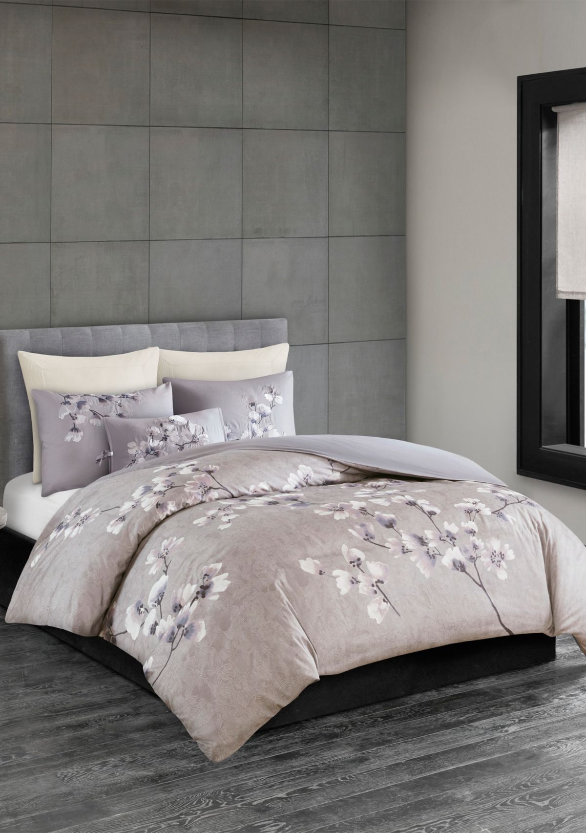 3 Piece Sakura Blossom Cotton Sateen Printed Comforter Set
