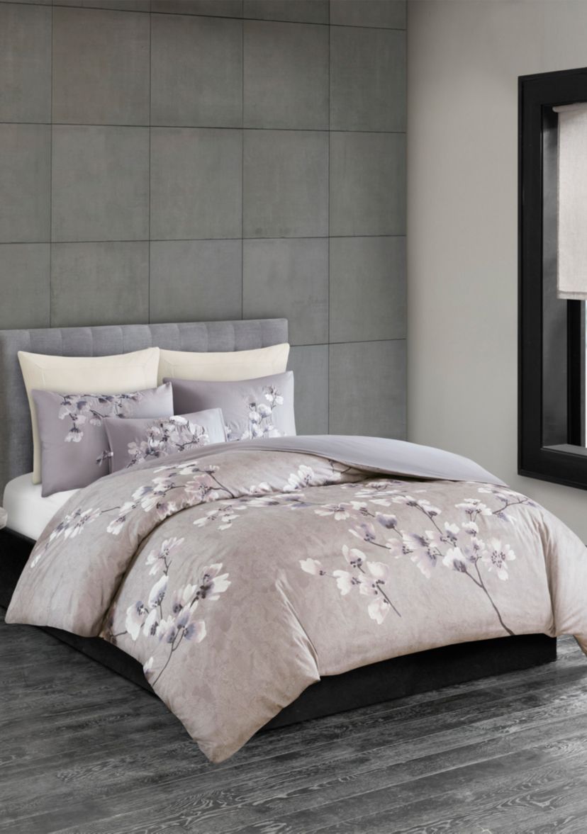 3 Piece Sakura Blossom Cotton Sateen Printed Comforter Set
