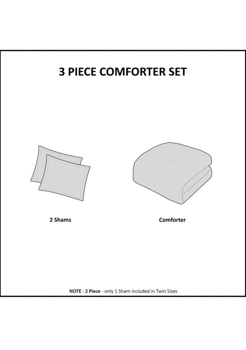 3 Piece Sakura Blossom Cotton Sateen Printed Comforter Set