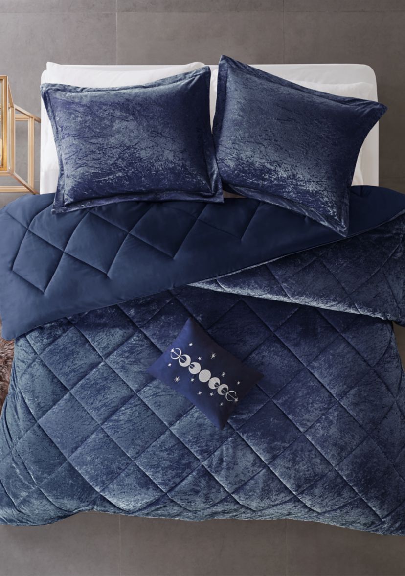 Felicia Velvet Comforter Set with Throw Pillow