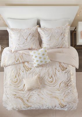 4 Piece Rebecca Metallic Printed Comforter Set