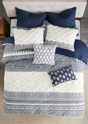 Ink Ivy Mila Cotton Printed Duvet Cover Set With Chenille Belk