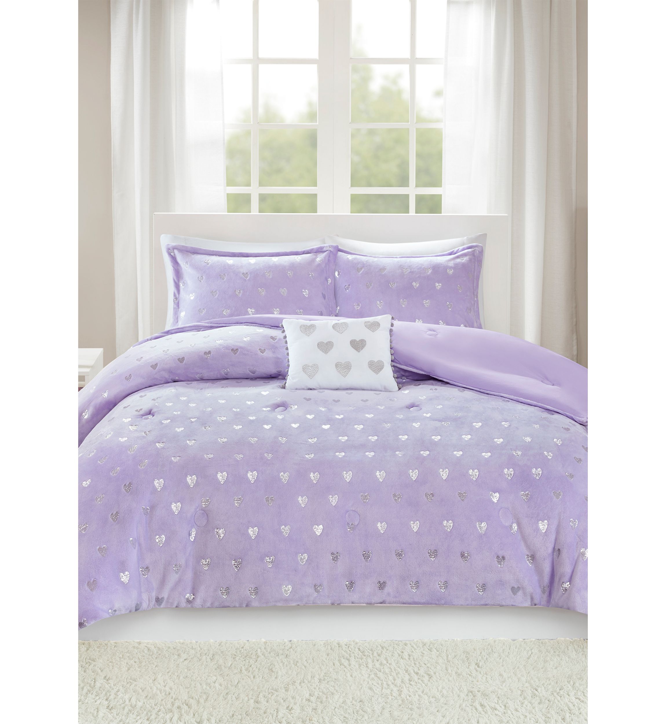 Rosalie Metallic Printed Plush Comforter Set