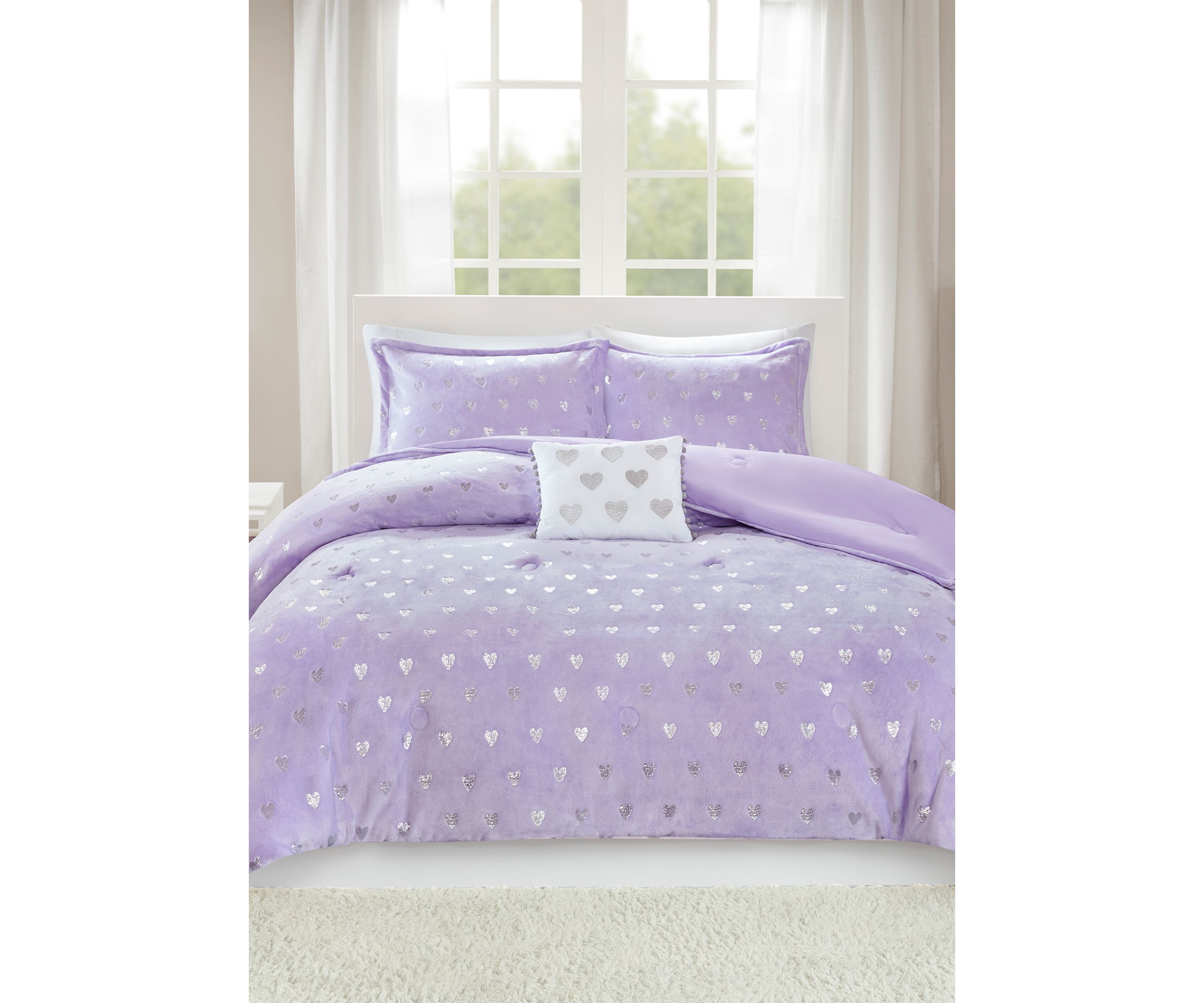 Rosalie Metallic Printed Plush Comforter Set