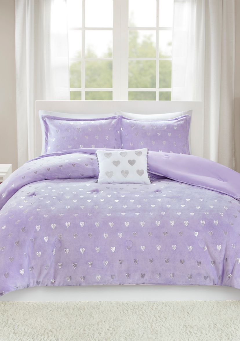 Rosalie Metallic Printed Plush Comforter Set