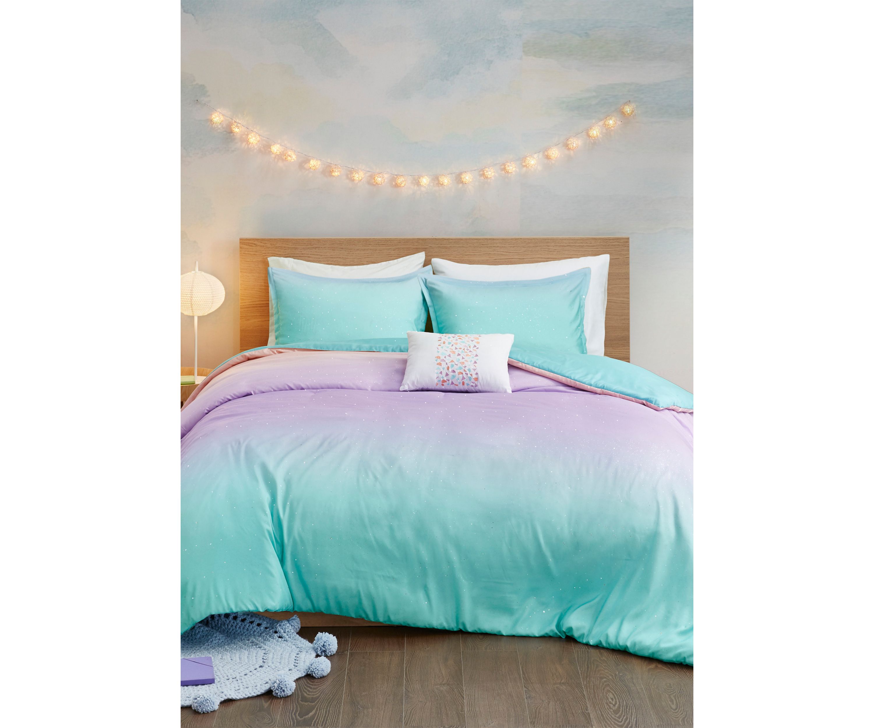 Glimmer Metallic Glitter Printed Reversible Duvet Cover Set  